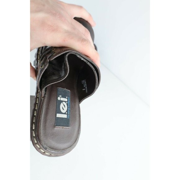 Vintage 90s Grunge Goth EDM Womens Size 8 Chunky Lace Platform Heels Shoes Brown - Picture 8 of 12